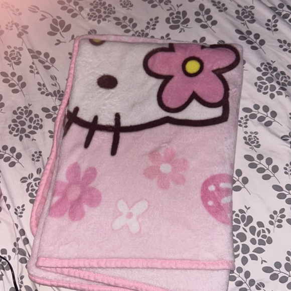 Pink butterfly hello kitty blanket - Picture 3 of 3